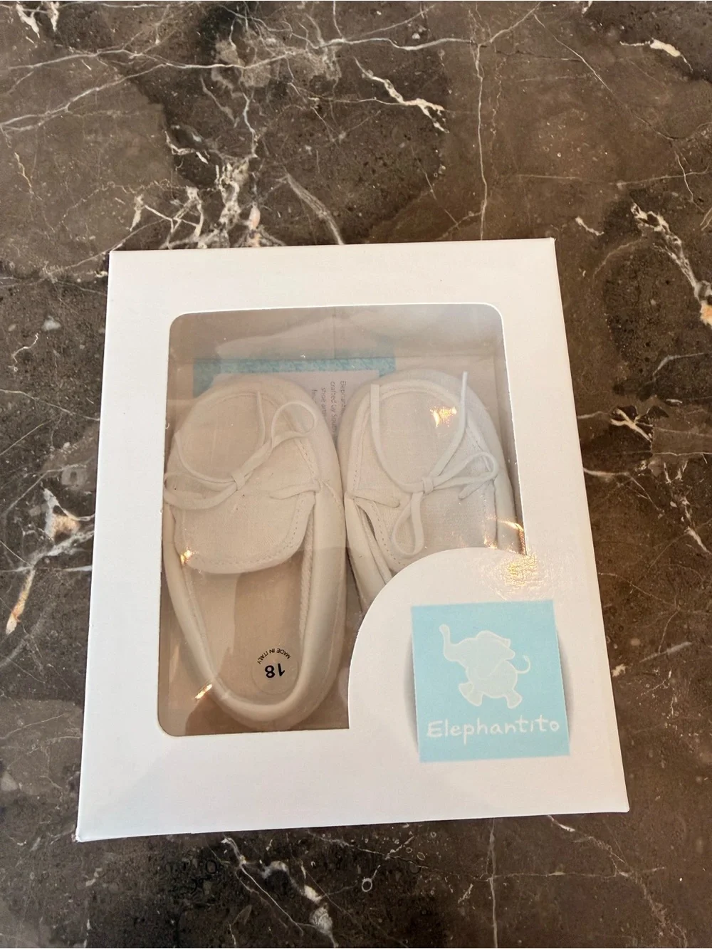 Elephantito White Canvas Baby Moccasins Size 4 (9-12mo)